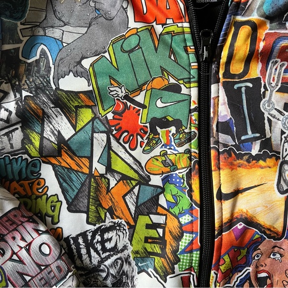 NIKE Vintage Comic Pop Art Skater Grafitti Zip Up hoodie sz L - Picture 5 of 8